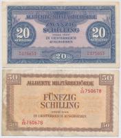Ausztria / Szövetséges megszállás 20Sch + 1944. 50Sch T:II-,III-  Austria / Allied occupation 1944. 20 Schilling + 50 Schilling C:VF,VG Krause 107, 109