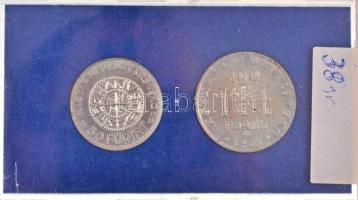 1972. 50Ft Ag + 100Ft Ag "Szent István" pár, kék plasztiktokban T:BU  ragasztás a tokon
A...