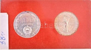1970. 50Ft Ag + 100Ft Ag "Felszabadulás" pár, eredeti MNB plasztiktokban (piros) T:BU raga...