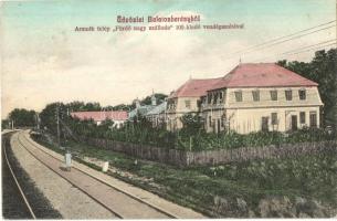 Balatonberény, Armuth-telep Fürdő nagy szálloda, vasúti sínek
