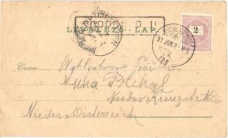 1899 Sopron, Várkerület, Színház és Liszt Ferenc szobor, Városháza, Szentháromság-szobor. Hünner Rai...