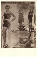 Hollywood strandol! reklámlap amerikai színésznőkkel / Hollywood on the beach! advertisement card with American actresses Joan Marsh and Heather Angel