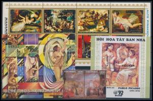 1972-1993 Paintings 2 blocks + 1 mini sheet + 2 stamps, 1972-1993 Festmény motívum 2 db blokk + 1 kisív + 2 db önálló érték