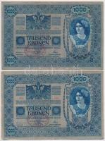 1902. 1000K (2x) + 1916. 1K mindhárom "Deutschösterreich" felülbélyegzéssel és hamis "...