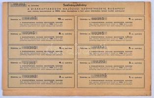 Budapest 1943. "Diákkaptárosok Hajózási Szövetkezete" kitöltött, névre szóló üzletrészjegy...