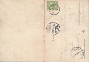 Balatonboglár, látkép, sütöde, üzlet. Fischer Ármin kiadása, kihajtható lap (hajtásnál szakadt / ben...