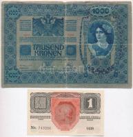 1902. 1000K + 1916. 1K mindkettő hamis "Bereg Vármegye Vári Község 1904" felülbélyegzéssel...