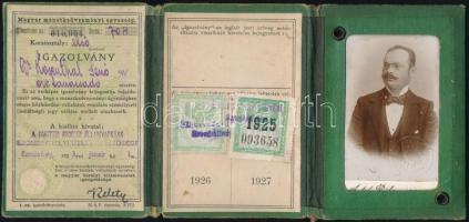 1923-1925 MÁV magyar menetkedvezményi egyezség alapján kiállított fényképes igazolvány tényleges vas...