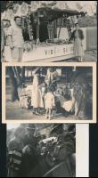 cca 1940-1950 Piaci életképek, 3 db fotó, hátuljukon feliratozva, ill. pecséttel jelzett, különböző méretben