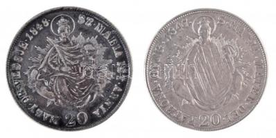 1847B 20kr Ag + 1848KB 20kr Ag "V. Ferdinánd" T:2,2- patina,juszt