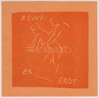 Börge Elwi Carlson (1917-2001): Erotikus ex libris. Klisé, papír, jelzett a klisén, 7,5×8 cm