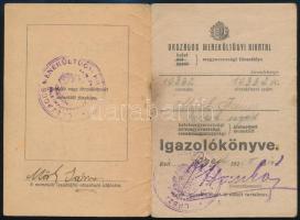 1921 Országos Menekültügyi Hivatal Igazolókönyv, budapesti kirendeltség, gyulafehérvári lakos részér...
