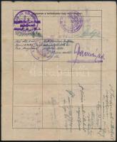 1920-1921 Szombathelyi utászzászlóalj 1. századának népfölkelőjének igazolványi lapja és erkölcsi bi...