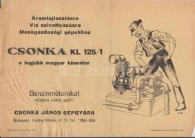cca 1940 Csonka János gépgyára 4 db reklámnyomtatvány motorokról.