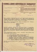 cca 1940 Csonka János gépgyára 4 db reklámnyomtatvány motorokról