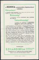 1929 Autórendszám világítás rendeletre felhívó reklámnyomtatvány, Csabai-Ékes Lajos (1896-1944) illu...