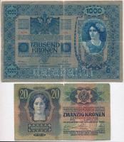 1902. 1000K piros "MAGYARORSZÁG" körbélyegzővel + 1913. 20K mindkettő hamis "Temes Vá...