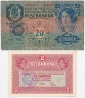 1902. 1000K + 1913. 20K + 1917. 2K mindhárom hamis  "Temes Vármegye Vinga Község" felülbél...