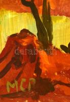 MCP jelzéssel: Hegyvidéki táj. Olaj, farost, 49×78 cm