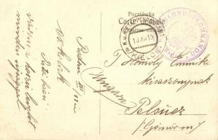 Widok z Królewstwa Polskiego / View from the Kingdom of Poland, village + K.u.K. Bahnhofkommando Rad...