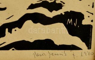 Olvashatatlan jelzéssel: Téli táj. Linó, papír, üvegezett keretben, 27×19 cm