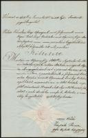 1850 Kivonat a Győri Szentszék jegyzőkönyvéből, válóperes ügyről, papírfelzetes viaszpecséttel, jegyző aláírásával, 39,5x25 cm
