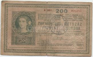 1918. 200K "sima" hamis(?) szárazbélyegzővel + ellenbélyegzővel T:III