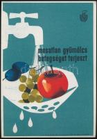 1963 Mosatlan gyümölcs betegséget terjeszt. Egészségügyi Felvilágosító Központ, ofszet villamosplakát. 23x16 cm