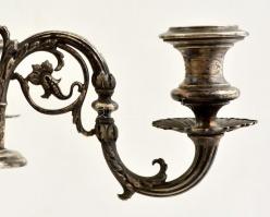 Ezüst (Ag.) ötágú gyertyatartó, gazdagon cizellált, mesterjeggyel (FT), jelzett, nettó: 1364 g, m:53...