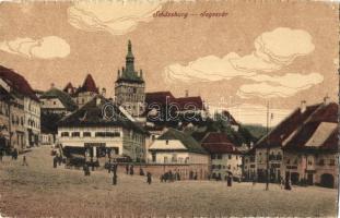 Segesvár, Schässburg, Sighisoara; utcakép, H. Girscht üzlete. F. Petrovits kiadása / street view, shops (EK)