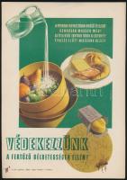 cca 1960 Védekezzünk a fertőző bélbetegségek ellen egészségügyi felvilágosító ofszet villamosplakát. 23,5x16,5 cm