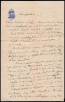 1870 Hegedűs Sándor (1847-1906) közgadász, miniszter, író saját kézzel írt szerelmes levele Jókay Jolánnak 7 beírt oldal