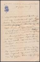 1870 Hegedűs Sándor (1847-1906) közgadász, miniszter, író saját kézzel írt szerelmes levele Jókay Jo...