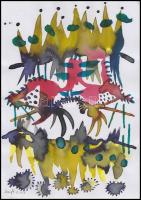 Szeift Béla (1944-2012): Lucskos idő. Akvarell, papír, jelzett, 29×21 cm