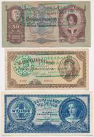 1932. 50P + 1946. 100.000.000P + 1.000.000.000MP mindegyik "Forradalmi Pénzkiállítás - 'Ki mit gyűjt' - Dorog 1967." felülbélyegzéssel T:III