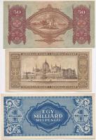 1932. 50P + 1946. 100.000.000P + 1.000.000.000MP mindegyik "Forradalmi Pénzkiállítás - 'Ki...