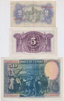 Spanyolország 1928. 50P + 1935. 5P + 1938. 2P T:III
Spain 1928. 50 Pesetas + 1935. 5 Pesetas + 1938...