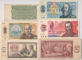 Csehszlovákia 1960-1985. 9db-os bankjegy tétel, mind klf. T:III Czechoslovakia 1960-1985. 9pcs of banknotes lot, all diff. C:F