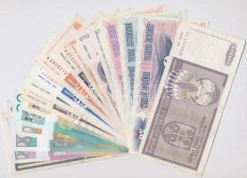 Szerbia / Szerb Krajna / Bosznia-Hercegovina 1992-2011. 18db-os bankjegy tétel, mind klf. T:I-III
S...