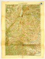 1915 Kolozsvár és környéke katonai térkép, M. Kir. Állami Térképészet, 1:200.000, a hajtások mentén szakadásokkal, a hátoldalon firkával, 62x47cm
