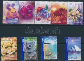 Greeting stamps set with stripe of 5, Üdvözlőbélyegek sor közte ötöscsík