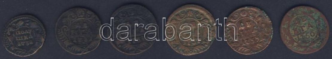 Oroszország 1731(2klf tipusban), 1735, 1737, 1739, 1750 6klf Denga T:2/3+,3+