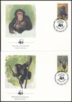 WWF Chimpanzees set 4 FDC WWF Csimpánzok sor 4 FDC-n