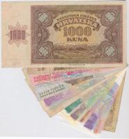Horvátország 1941-2001. 13db-os bankjegy tétel, mind klf. + Szerb-Horvát-Szlovén Királyság 1921. 25p...