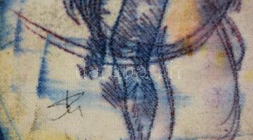 Jelzés nélkül: Hősök ( 4db). Vegyes technika, vászon, üvegezett keretben, 13×11 cm (4×)