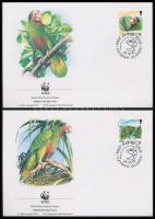 WWF Parrots set 4 FDC 1993 WWF Papagájok sor 4 FDC-n