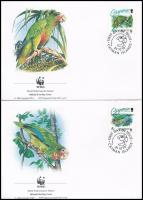 WWF: Parrots set on 4 FDC WWF Papagájok sor 4 FDC-n