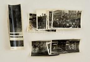 1956 24 db eredeti fotó a forradalmi pesti utcákról, köztük kilőtt tankok, sérült épületek, mozgalma...