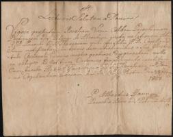 1808 Pest, a ferences plébános engedélye házasságkötésről, latin nyelven