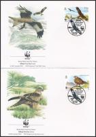 WWF: Red kite block of 4 + 4 FDC WWF: Vörös kánya négyestömb  + 4 FDC